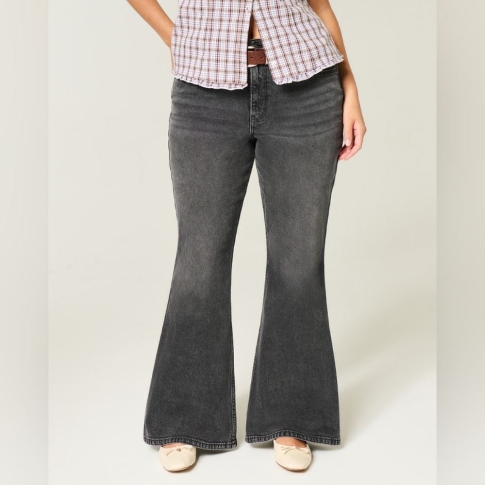 Hollister Curvy High-rise Vintage Flare - Grey Wash- Womens Size 1 R - W 25